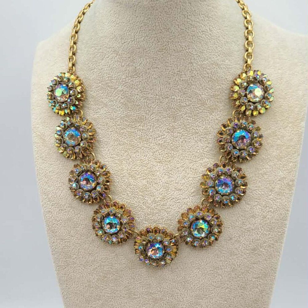 J Crew Large Brulee Aurora Borealis Rare Necklace EUC